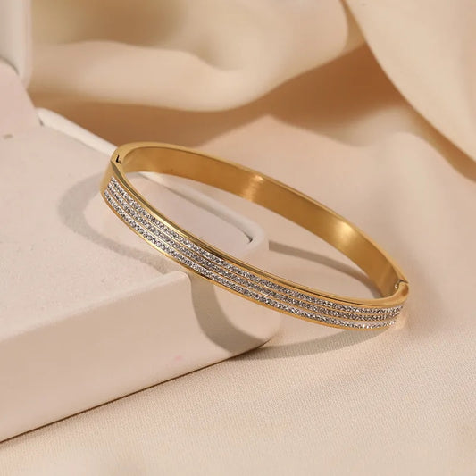 Mariam | Ladies' Elegant Stainless Steel Rhinestone Decor Bracelet